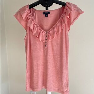 Chaps Coral Ruffle Blouse